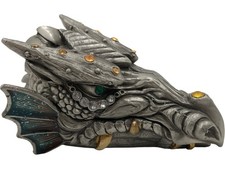 Pewter Dragon Trinket Box with Gem Accents Fantasy Decor Collectibl T2080 HY2