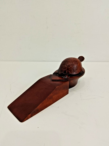 Artisan carved wooden turtle - carved,