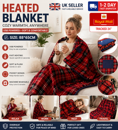 Electric heated throw over - throw,