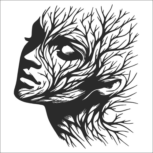 Womans face tree vinyl sticker