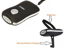 Rolson Torch Hand Press Wind Up Crank 3 LED Flashlight NEW Fishing Camping Torch