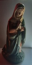 Vintage French Style Chalkware Statue Of The Virgin Mary Kneeling At Prayer