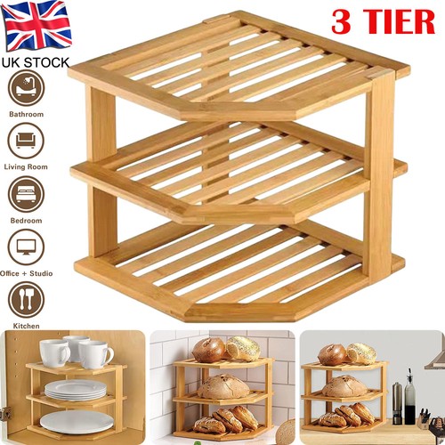 Tier bamboo corner shelf - tier,