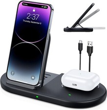 Wireless Charger Stand 2 in 1 Foldable Wireless Charger  7.5w - no adapter plug