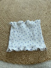 Primark Floral Ditsy Tube Top Bandeau White And Blue S/M