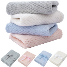 Soft Baby Fleece Blanket Honeycomb Waffle Newborn Gift 60x90cm For Cot Pram