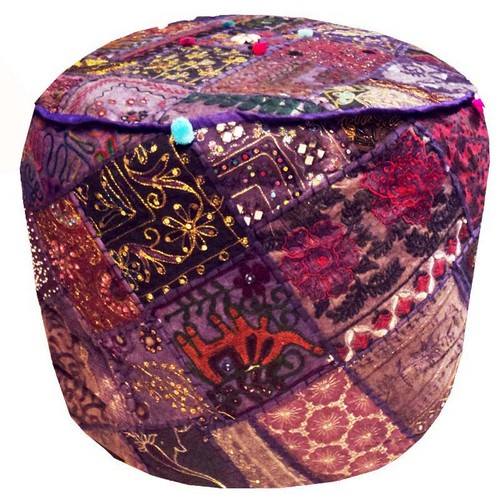 Indian vintage patchwork pouf - patchwork,