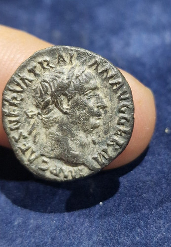 Rare trajan silver denarius - vf,