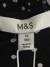 M&S Women's Dress Black & White Polka Dot Ruffle Hem Long Bell Sleeve New F1