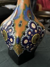 Gouda Pottery Ivora Vase, Dutch Art Nouveau, 31 cms tall, wonderful colours