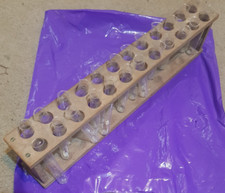 Antique Laboratory Wooden Test Tube Rack Farmhouse Barn Salvage 24x test tubes