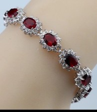 Red Garnet White Topaz Tennis