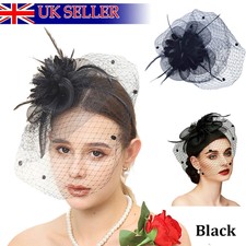UK Women Fascinator Hat with Veil Wedding Hat Lady Party Hat Pillbox Hats Bowler