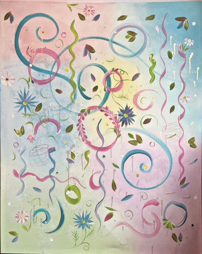Original abstract floral - original,