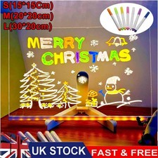 LED Glow Note Board Light Up Drawing Board For Kids 7 Coloured Pens Dry Erase UK