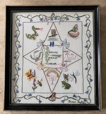 DRAGONS AND FAIRIES Retro 1982 Embroidery Artwork Needlecraft WELSH Sampler