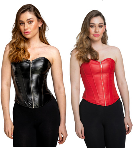 Faux leather corset red - corset, or