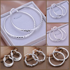 Elegant 925 Sterling Silver Filled Big Hoop Earrings for Women Jewel UK