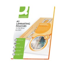Laminating Pouches A3 Gloss 2 X 75 micron Clear 100 Sheets Anti-Static
