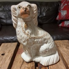 Antique Victorian Staffordshire Dog Flatback Spaniel
