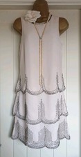 Flapper 1920s Style Gatsby Downton Abbey Sequin Beaded Party Dress Size 14