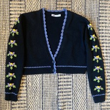 Zara Floral Knitted Black V