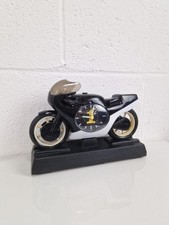 Old Vintage Motorcycle Transworld Road Racing Sport Bike Clock Alarm, Man Cave 