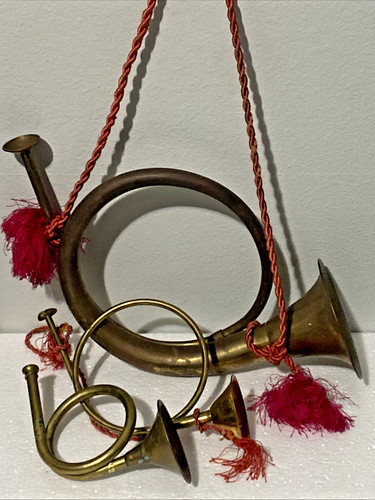 Vintage brass french hunting - vintage,