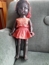 Vintage 1960s black doll, 40cm tall