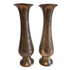 Vintage Brass Etched Pair