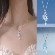 Half Crystal Moon Pendant