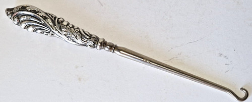 Antique silver button hook - antique,