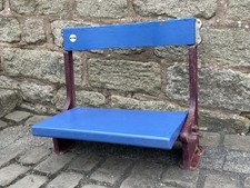 Rare Original Burnley FC Turf Moor Wooden Seat + Iron Legs Claret Blue