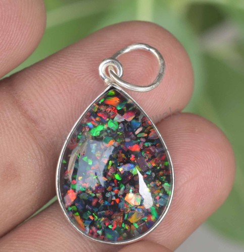 Pear black fire opal 925 - fire,