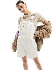 Dickies duck canvas short dungarees in off white cotton medium