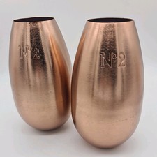 2x Small Vase or Reed Diffuser Jars Rose Gold / Coppery Colour NEW Height 14cm