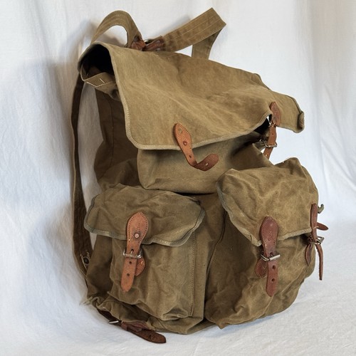 Vtg canvas backpack - vtg, leather
