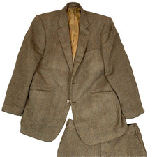 Brook Taverner Tweed Wool Brown Blazer Trouser Suit UK 42 Chest 33 Waist Regular