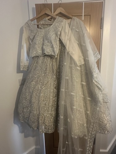 White asian bridal lehnga - white,