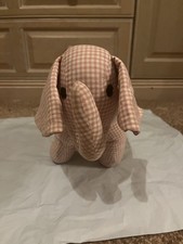 Pink Gingham Elephant Door Stop