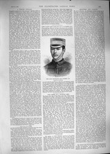 Old Antique Print 1889 Portrait Lieutenant Guy Palmer Killed Burmah War 19th