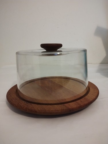 Vintage teak cheese board with - cheese,