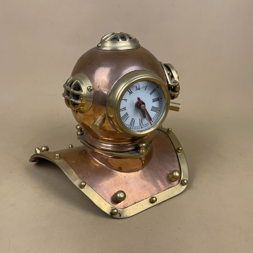 Scuba diver clock copper brass - scuba,