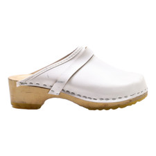 Clog Shoes White Leather Womens UK 1