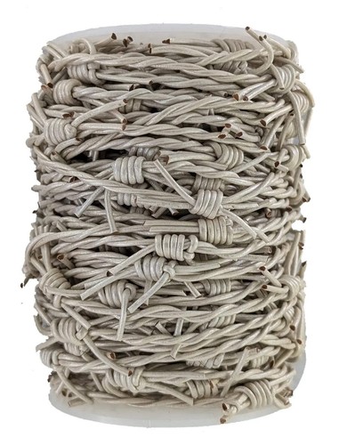 Leather barbed wire cord beige - leather,