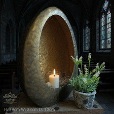 Unusual Large Aged Antique Metal Copper Style Tear Drop Candle Holder Lantern