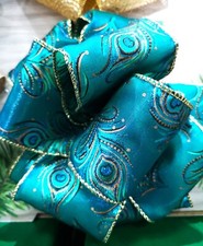 Peacock Feathers Ribbon 63 mm wide 3 meter length