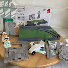 Little Town Timeless Toys Wooden Airport Extension Set 19 Piece Set (B7)