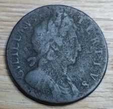 George II Halfpenny 1/2d Penny Coin Uncertain Date in Fair Condition Ref 2