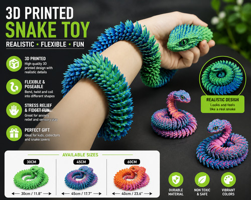 Printed snake toy - 3d,